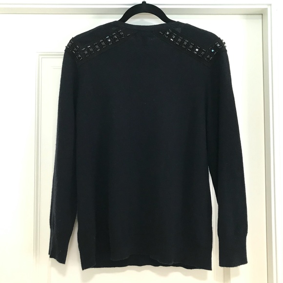 J. Crew Jeweled Shoulder Cashmere Blend Sweater-M - Picture 3 of 5